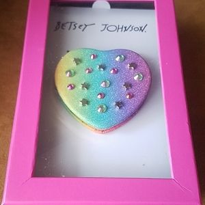 Betsey Johnson rainbow heart double mirror compact